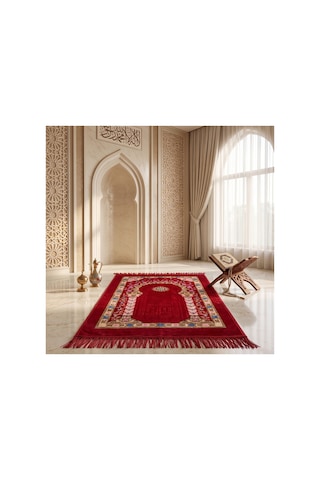 Peluş Seccade 80x120 Cm Desenli Lüks Namaz Seccadesi Çok Renkli-6