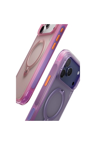 Torras Apple iPhone Uyumlu 17 Pro O Stand Q3 Spin Air Serisi Magsafe Kılıf - Lacivert Mor