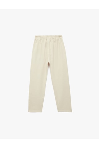 Koton Cepli Keten Ve Pamuk Karışımlı Beli Bağcıklı Basic Pantolon Bej 6skb40016tw Ekru