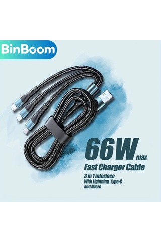 Turcoshop11 3 İn 1 Usb-a Hızlı Şarj Kablosu 66w Type-c Lightning Micro 1.2m