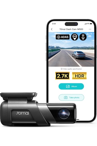 70mai Araç Kamerası M500, 2.7k Araç Kamerası Ön, Dahili Emmc 128 Gb Arabalar İçin Araç Kamerası, Gps, Adas, Hdr Gece Görüşlü Araç Kamerası, 170 Fov, Park Monitörü...-122571