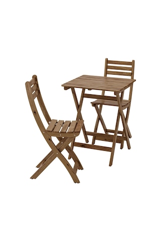 Askholmen Katlanabilir Masa Ve Sandalye Seti, Açık Kahverengi Kahve