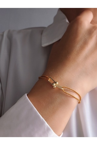 Eva Takı Tiffany Model Deri İpli El Yapımı Gold Hardal Camel Renkli Bileklik Sarı