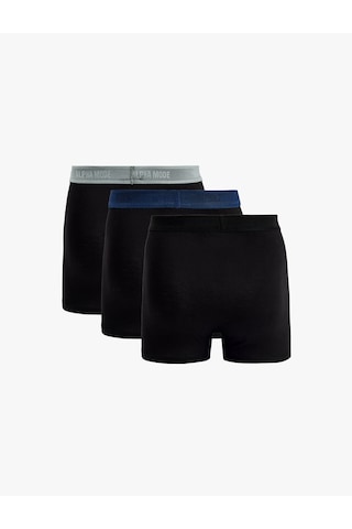 Koton Pamuklu Beli Baskı Detaylı 3 Lü Boxer Seti Siyah 7wlm90021mk
