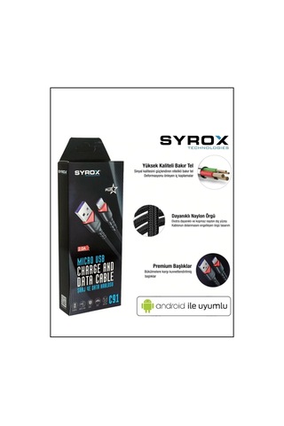 Syrox C91 2.0 Mah Micro 1 Mt Gül Desenli Kablo Araç Şarjı, Standart