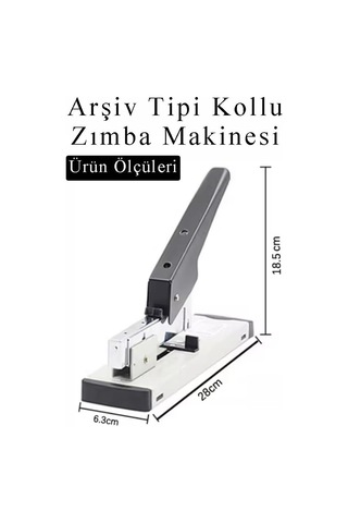 Büyük Boy 1 Adet Arşiv Tipi Zımba Makinası 100 Sayfa Kapasiteli Zımba Teli Hediyeli Kollu