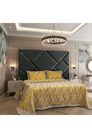 Brıllante Jakar Cıft Kısılık Pıke Takımı Sarı