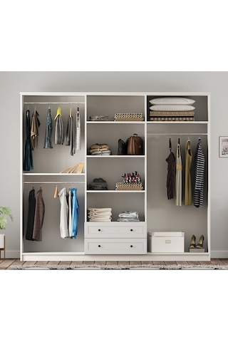 Rabi Mobilya Rumy-s1 Country 6 Kapak 2 Çekmeceli Gardırop