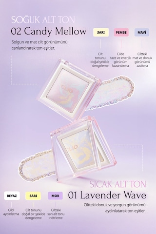 Ton Eşitleyici & Sabitleyici, İnce Yapılı, Işıltılı Pudra Clıo Light Setting Powder 01 Lavender Wave 01 Lavender Wave