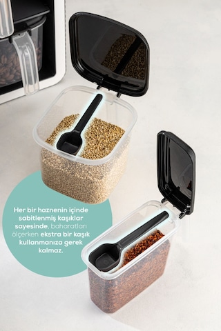 Vienev 9lu Standlı Kendinden Yapışkanlı Kaşıklı Baharatlık Seti Antrasit