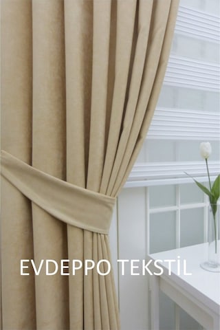 Taç Soft Krem Fon Perde Krem