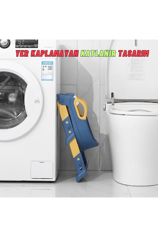 Dekohop Çocuk Merdivenli Klozet Adaptörü Yükseklik Ayarlı Pratik Mavi