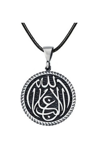 Gümüş La Galiba İllallah Yazılı Gümüş Kolye Beyaz