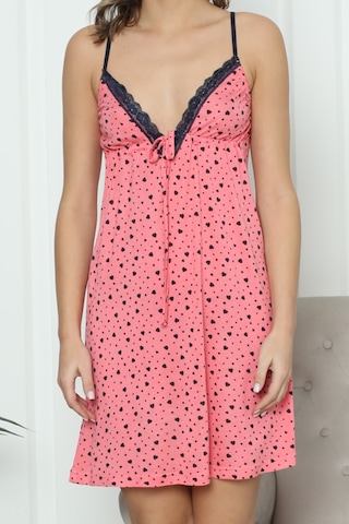 Nicoletta Kadın Tunik Gecelik İp Askılı Viskon Likrali Pembe 81392 R16 Pembe