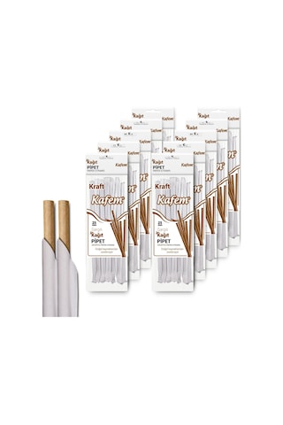 Kafem Sargılı Kraft Kağıt Pipet 19,5cm 25li X 10 Paket