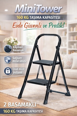 Ertekpa MT2 Minitower 2 Geniş Basamaklı Merdiven Siyah