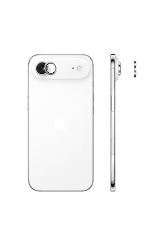 Safir Lens İphone 17 Air Uyumlu Kolay Kurulum Aparatlı Alüminyum Çerçeveli 9h Kamera Lens Koruyucu Beyaz