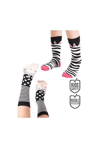 Kız Çocuk Zebra Desenli Pamuklu Siyah 2'li Paket Çorap 2-9 Yaş