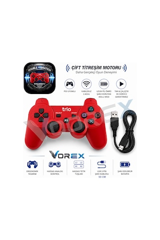 Trio Tr-903 Ps3 Uyumlu Kablosuz Oyun Kolu Çift Titreşim Wireless Controller Usb Şarjlı