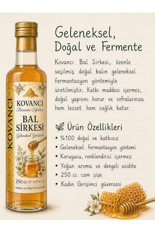Bal Sirkesi 250 Cc- %100 Doğal Fermente & Katkısız