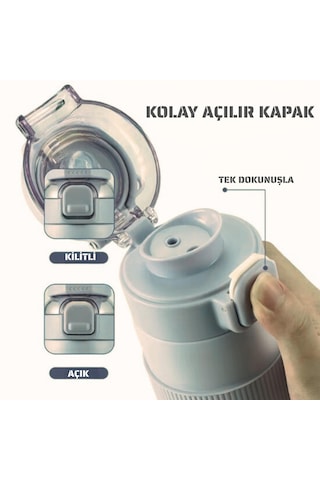 Paslanmaz Çelik Termos 700 Ml-tektuşla Açılır Çift Kullanımlı Kapak Gri