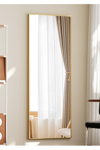 İva 140x55 Ayaklı, Asılı Veya Duvara Yaslı, Yer Aynaları,oturma Odası, Yatak Odası, Giyinme Odası Gold