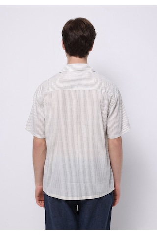 Colin's Colins Boxy Fit Shirt Neck Çizgili Erkek Mavi Kısa Kol Gömlek Cl1074067 Q1.v1 Bsd Blue Strıped