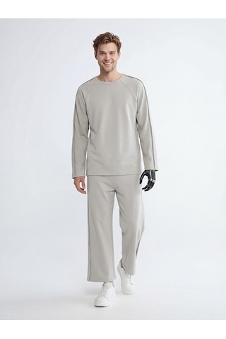 Lcw Limitless Bej Kolay Giyilebilir Yanlardan Cırt Bantlı Erkek Sweatshirt