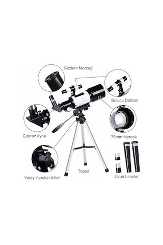 Hymark Astronomik 150x Teleskop 70/300mm Mercek Gece Görüş Uzay Doğa Gözlem