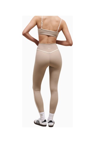 Because Of Alice Base Contrast Trim Leggings Yüksek Bel Şekillendirici Kadın Tayt Bej