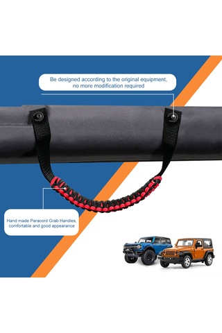 Monyee Ford Bronco Ve Jeep Wrangler İçin Siyah Örgü Kordon El Tutucu, 350 Lb Dayanıklı, Acil Durum Güvenlik Kordonu, 2 Adet
