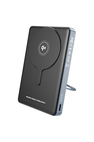 Lenyes Pw1013d Pd 30w Göstergeli Qi2 Teknolojili Standlı Wireless Powerbank 15w 10000mah Siyah