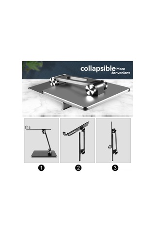 Mufunye Alüminyum Çelik Masaüstü Telefon Ve Tablet Tutucu - 180 Derece Açı Ayarlı, Katlanabilir, Evrensel Uyumlu, Gri Renk