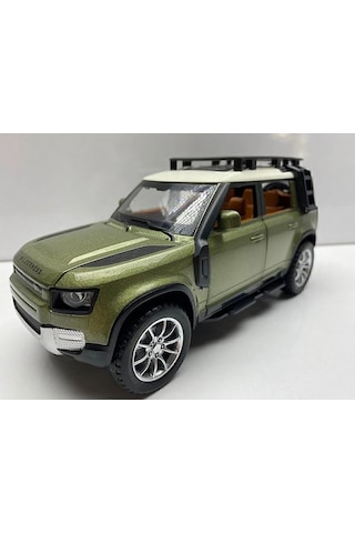 Land Lover Defender Jip Diecast Metal Oyuncak Model Araba 20 Cm Sesli Işıklı Kaput Bagaj Açılabilir Haki