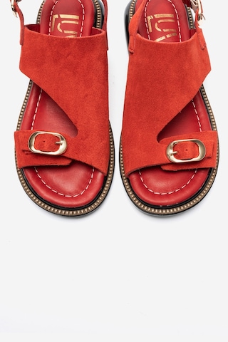 Luvi Shoes Cruel Kırmızı Süet Hakiki Deri Kadın Sandalet