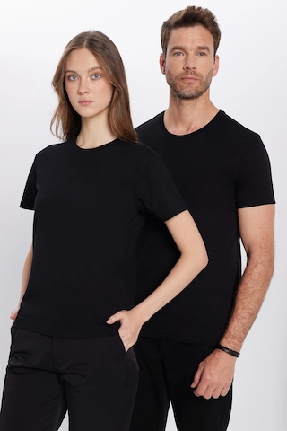Tudors Unisex 5'li Paket Siyah Slim Fit Dar Kesim %100 Pamuk Bisiklet Yaka Tişört-32693 Siyah