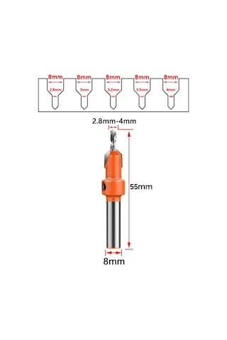 Hallow Ağaç İşleme Havşa Matkap Ucu Seti Yuvarlak 5 Adet 8 MM