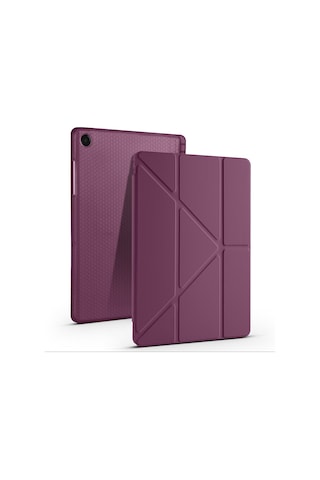 Maks Technology Galaxy Uyumlu Tab A9 Kılıf Mkst Tri Folding Kalem Bölmeli Standlı Kılıf - Kırmızı Tablet Kılıfı