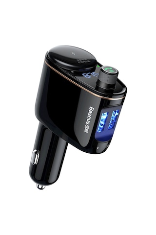 Baseus Araba Kablosuz Bluetooth V4.2 Fm Verici Mp3 Çalar 3.4a Çift Usb Araç Şarj Cihazı, U-disk Ve Eller Serbest Arama Desteği Siyah