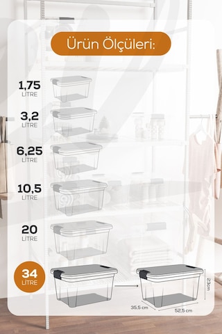Vienev 2'li 34 Litre Kilitli Kapaklı Saklama Ve Erzak Kutusu 33116