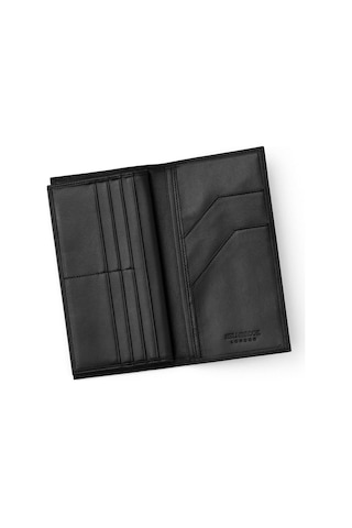 Tripp Erkek Siyah Deri Özel Tasarım Çok Bölmeli Rfid Korumalı Seyehat Cüzdanı Siyah