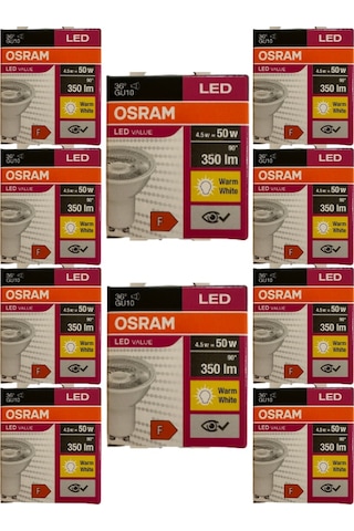 Osram 4.5w 50w 3000k Sarı Işık Gu10 Duylu Par16 Led Spot 10 Adet