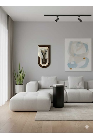 Akasya Ahşap Pilli Ledli İskandinav Tarzı Salon Duvar Rafı Modern Çiçeklik 40 X 75 Cm Çok Renkli
