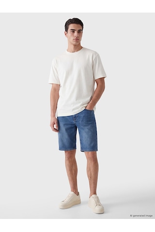 LC Waikiki Lc Waıkıkı Ekru Bisiklet Yaka Erkek Pijama Üst