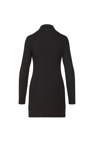 Ls Monologo Rib Polo Mini Siyah Kadın Elbise-9158 Siyah