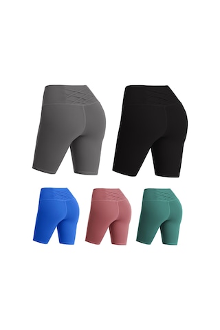 Skycity Kadınlar İçin Yüksek Bel Fitilli Nefes Alabilen Yoga Şortu - Esnek Ve Konforlu Yeşil