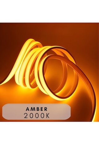 Ankara Teknik Sensörlü Amber Renk F- Cob Neon Led / Yüksek Lümen/ Dolap Alcıpan Tavan Led 6 Metre