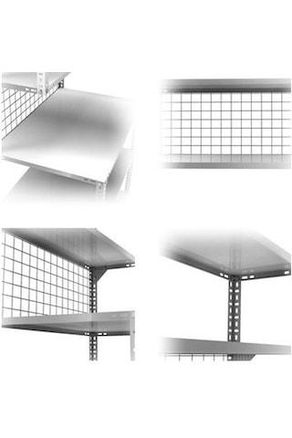 3 Katlı Paketleme Masası 59x93 Cm - 2 Raflı Tel Kafesli , Atölye, Depo, Hobi Çalışma Masası Gri
