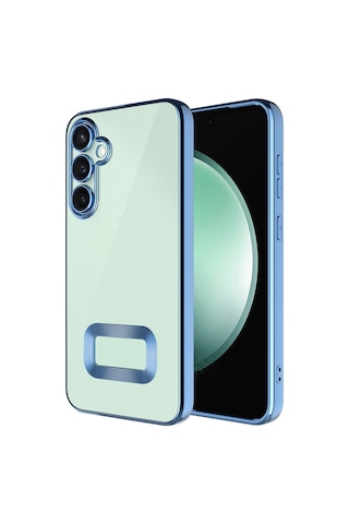 Galaxy Uyumlu S25 Fe Kılıf Kamera Korumalı Logo Gösteren Zore Omega Kapak - Mavi Mavi