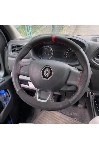 Dikişli Direksiyon Kılıfı Noktalı/nubuk Kırmızı Yüzük Kırmızı Dikiş Renault Master İçin